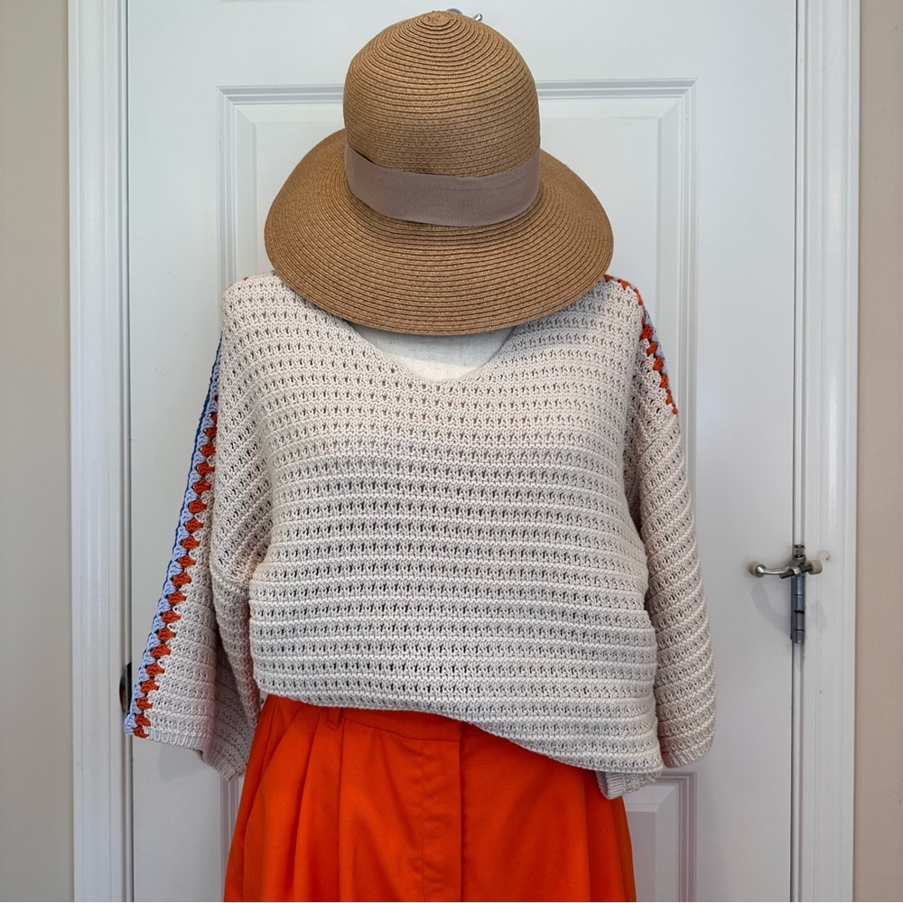 MaxMara - Intrend Tan Straw Hat with Ribbon - Beautiful - Picture 9 of 9